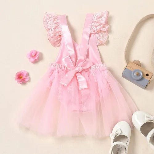 Vista 58 de Traje de bebé niña primer cumpleaños traje de encaje tul mameluco princesa tutú vestido de un año cumpleaños pastel Smash fotografía ropa