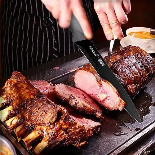Vista 7 de PrinChef Cuchillo de trinchar para carne, cuchillo de pechuga ultra afilado de 8 pulgadas con funda, cuchillo de acero inoxidable para cortar carne