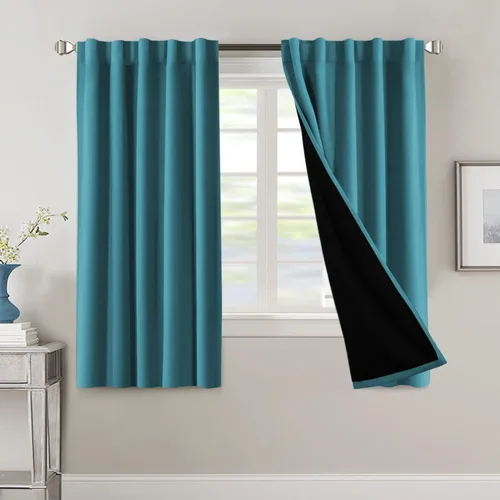 Vista 126 de H.VERSAILTEX Cortinas 100% opacas para dormitorio con forro negro, cortinas de oscurecimiento de habitación completa, con aislamiento térmico