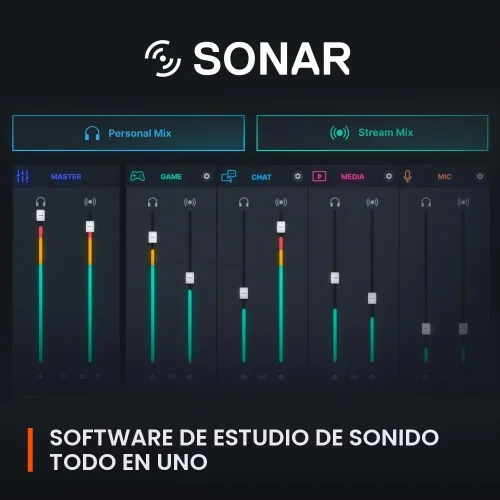 Vista 5 de SteelSeries Alias Micrófono USB para PC — Cápsula 3 veces más grande para juegos, streaming y podcasting — Sonar para software de audio de streamers