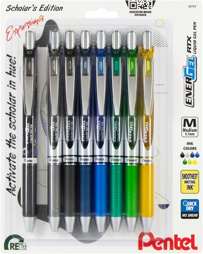 Vista 7 de Pentel EnerGel RTX - Bolígrafo retráctil de gel líquido, paquete Chill Expressions, 0.028 in, punta de metal, línea media, tinta surtida, paquete