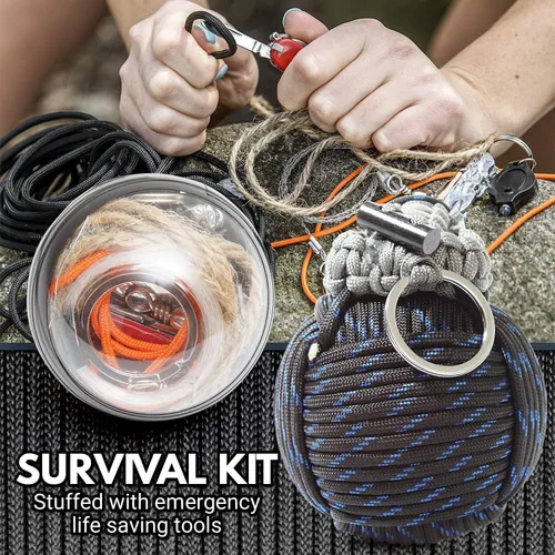 Vista 5 de Kit de supervivencia Paracord Granada El #1 Best 48 Kit de emergencia de herramientas (verde militar)