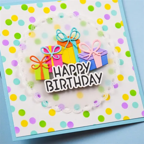 Vista 18 de Troqueles para álbumes de recortes, troqueles de metal de globo de feliz cumpleaños para hacer tarjetas, plantilla de perforación para manualidades