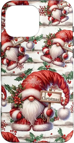 Vista 19 de iPhone 16 Love Christmas Gnomo Shabby Chic Decoración para mujer Bonita funda de Navidad