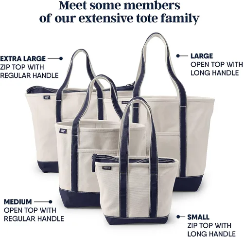 Vista 4 de Lands' End Bolso de lona abierto Natural/Azul marino radiante