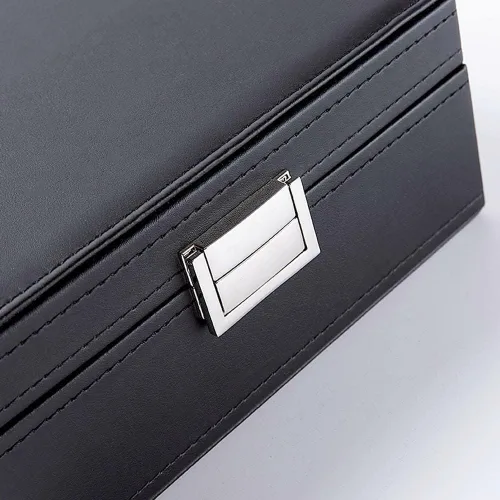 Vista 5 de Caja de joyería de 50 ranuras organizador de pendientes con espejo collares pendientes pulseras