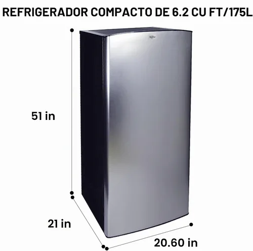 Vista 7 de Koolatron Refrigerador compacto con congelador, acero inoxidable, capacidad de 6.2 pies cúbicos (176 litros), para aperitivos, comidas congeladas