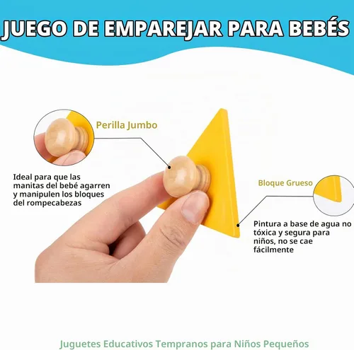 Vista 4 de Juguetes Montessori para bebés de 6 a 12 meses, rompecabezas con forma de madera para niños pequeños de 1 a 3 años, rompecabezas jumbo con perilla