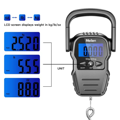 Vista 3 de Báscula de equipaje, báscula de equipaje de 110 libras / 50kg con pantalla Mango negro-001