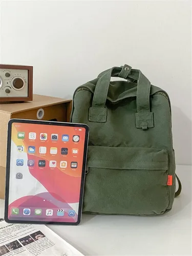 Vista 5 de MaxxCloud Mochila vintage de mezclilla para computadora portátil, estilo casual, de lona, ligera, bolsa de hombro