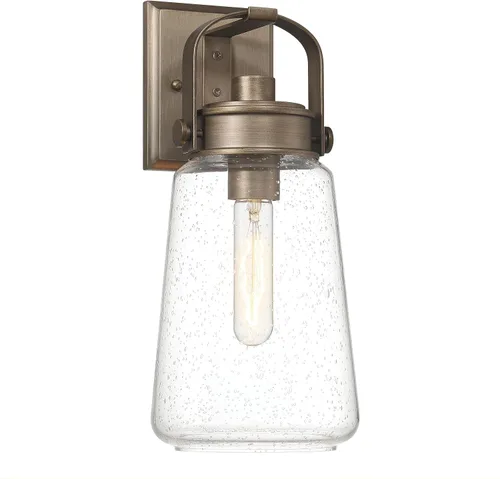Vista 7 de Gage - Lámpara industrial de vidrio y metal para exteriores, color oro toscano