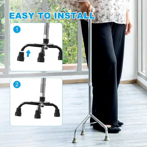 Vista 5 de PATIKIL Puntas de bastón cuádruple, accesorios para bastones