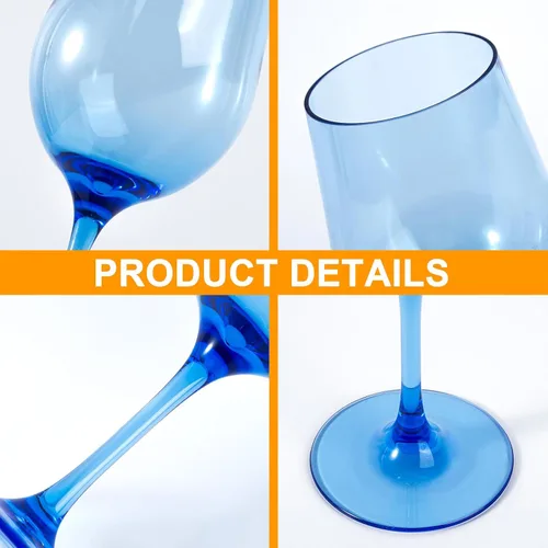 Vista 4 de KX-WARE Copas de vino clásicas de acrílico multiusos, copas de vino de tallo de plástico de 19 onzas, juego de 6 multicolor