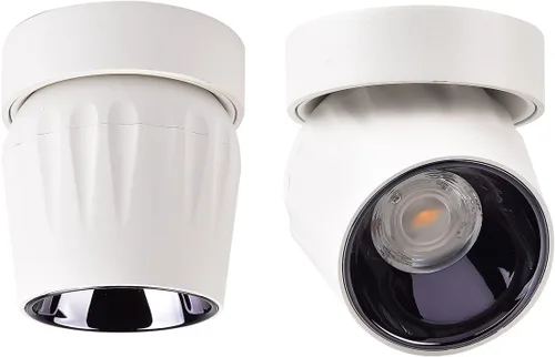 Vista 9 de Foco de techo LED de 12 W, luz direccional de rotación de 360°, 3000 K, blanco cálido, lámpara de pared para pasillo, galería, sala de estar/blanco