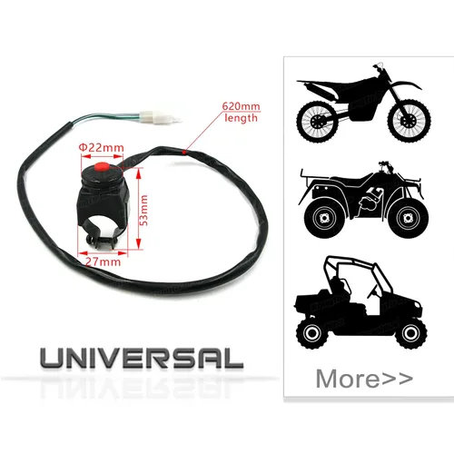 Vista 3 de Manillar Motor Kill Switch Universal Motocicleta ATV UTV, Botón Rojo