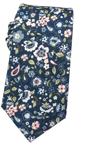 Vista 13 de Corbata de algodón floral para hombre, corbata delgada impresa de 2.56'' 01-Bean Pasta Rosa