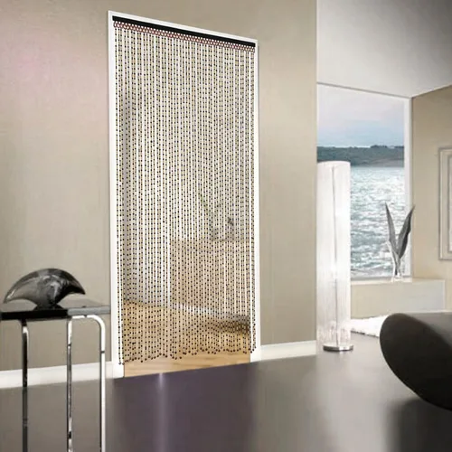 Vista 2 de DNYSYSJ Cortina con cuentas de madera natural y bambú, 49 hebras, diseño liso de 74.8 pulgadas, cuentas de bambú y madera para puerta, cortina