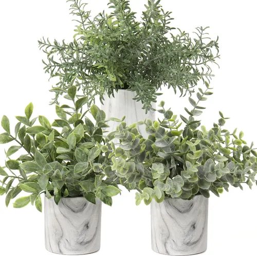 Vista 16 de Hollyone Plantas artificiales de interior, mini plantas artificiales de plástico, plantas verdes pequeñas, plantas falsas de eucalipto decoración