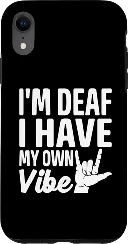 Vista 25 de Funda para iPhone 17 con texto en inglés «Sordo» con texto en inglés «Sordo» con texto «I'm Deaf. I Have My Own Vibe»