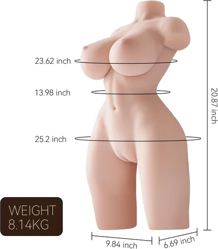 Vista 6 de Muñeca sexual femenina realista de tamaño real de 18.7 libras, juguete sexual masculino con pechos grandes y trasero regordete, juguetes realistas