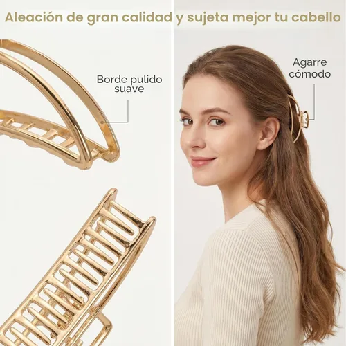 Vista 2 de LUKACY Paquete de 6 pinzas de metal grandes para el cabello, pinzas de pelo doradas grandes de 4 pulgadas, pinzas de pelo perfectas para mujeres