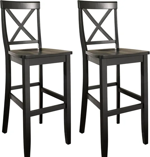 Vista 5 de Crosley Furniture - Taburetes de madera con respaldo en X, juego de 2, 24 pulgadas