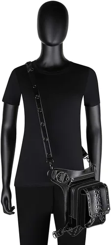 Vista 7 de UIYTR - Bolso retro para mujer, estilo gótico, estilo roco, cintura para mujer, color negro