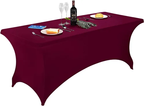 Vista 93 de LZY Cubierta de Mesa Elástica Ajustable de Spandex para Mesa Plegable de 6 pies, 4 pies o 8 pies, Mantel de Cóctel Rectangular, Perfecto para Champn