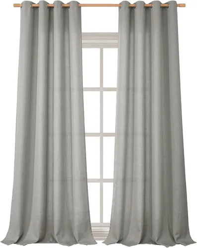 Vista 116 de BGment Cortinas de Lino Beige de 63 Pulgadas de Largo 2 Paneles - Tratamientos para Ventanas con Textura de Arpillera Filtrantes de Luz Cortinas B