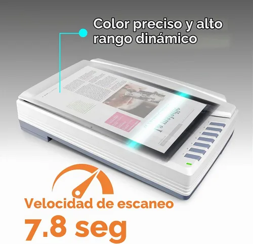 Vista 3 de Plustek OpticPro A320E - Escáner de cama plana con sensor CCD A3, área de escaneo de 12" x 17" con velocidad de 7.8 segundos. Compatible