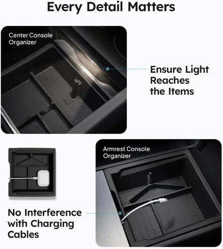 Vista 5 de Wigoo Para 2026 Tesla Model Y/3/YL Accesorios Organizador de consola 2PCS