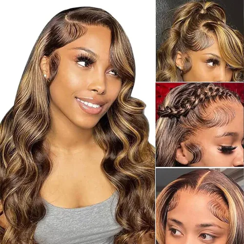 Vista 10 de Peluca Rubia Miel Cabello Humano Body Wave 13x6 Encaje Frontal Pelucas de Cabello Humano Para Mujeres Negras 22 Pulgadas