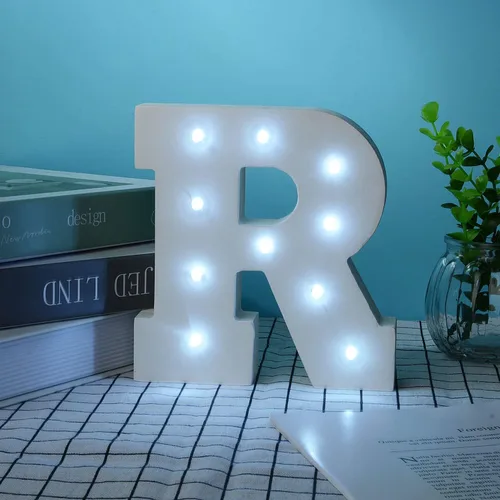 Vista 48 de Ulalaza Letrero de luz LED en blanco y negro, 2 letras AA alimentadas por batería para boda, fiesta de cumpleaños, lámpara de Navidad, luz nocturna
