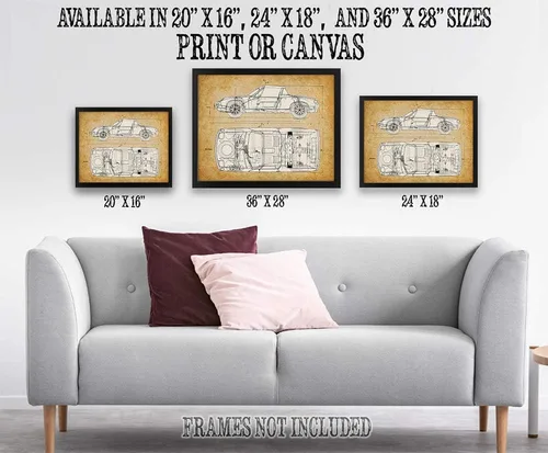 Vista 7 de Porsche 914 - Póster antiguo para automóvil y cueva de hombre, dibujo de patente de coche deportivo, decoración de pared de garaje, gran regalo