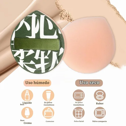 Vista 6 de 4 esponjas de maquillaje coreanas, suave en forma de lágrima, cojín cosmético, esponja de base para corrector, líquido, crema y polvo (tamaño grande)