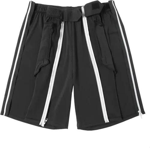 Vista 7 de Deyeek Pantalones cortos de baloncesto para hombre, con cremallera lateral, pantalones cortos de baloncesto para después de la cirugía, pantalones
