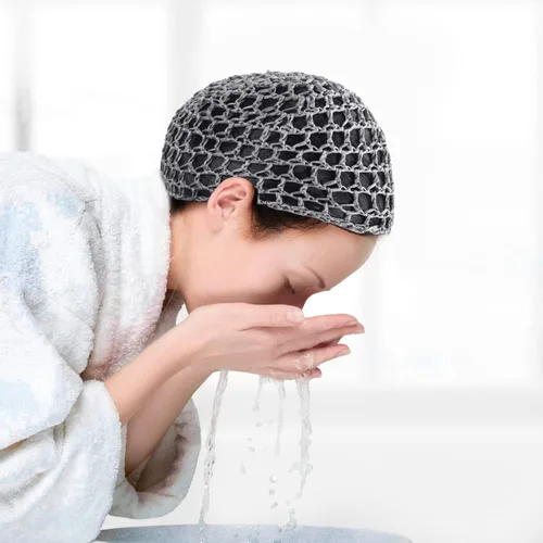 Vista 5 de Etercycle 2 piezas de malla de ganchillo para el cabello, redecilla de ganchillo de punto de rayón suave, gorra de dormir de ganchillo para mujer