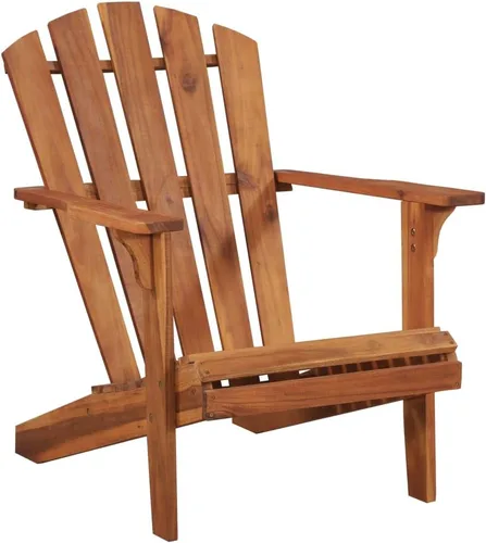 Vista 5 de Brown Solid Acacia Wood Adirondack Chair, Foldable Outdoor Seating for Patio Garden Pool, Ergonomic Design