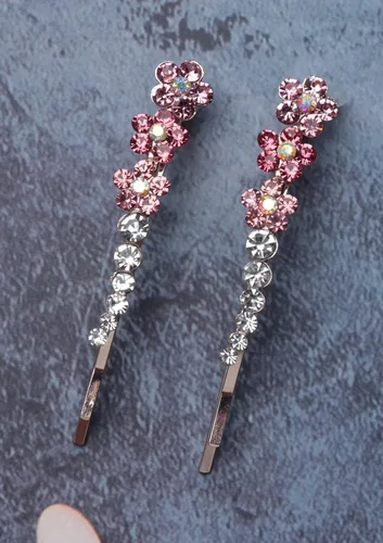 Vista 2 de 2 pines con diamantes de imitación con flores pequeñas, de metal, coloridos, para mujeres y niñas, fiestas, temáticas de boda, baby shower