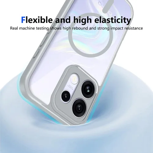 Vista 739 de Funda magnética transparente compatible con Xiaomi 17T, color negro 2 en 1 PC + TPU cubierta de teléfono a prueba de golpes, carcasa protectora