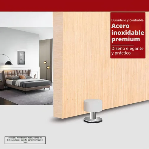 Vista 5 de Topes de puerta con calcomanías adicionales, tope de puerta autoadhesivo con goma blanca y cuerpo de acero inoxidable - Parachoques de puerta