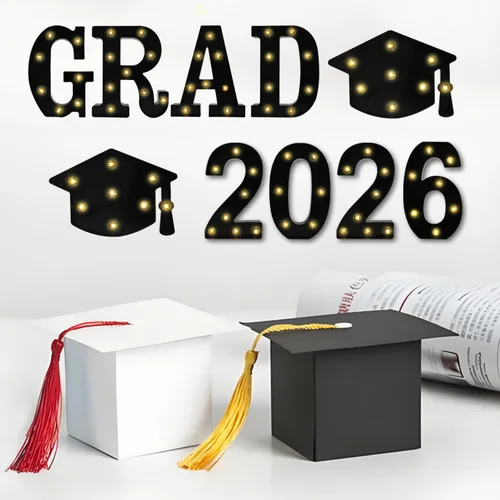 Vista 3 de Curyidy Letras de decoración de graduación, letreros de marquesina, luces iluminadas de marquesina de clase de 2025 para cumpleaños, Año Nuevo