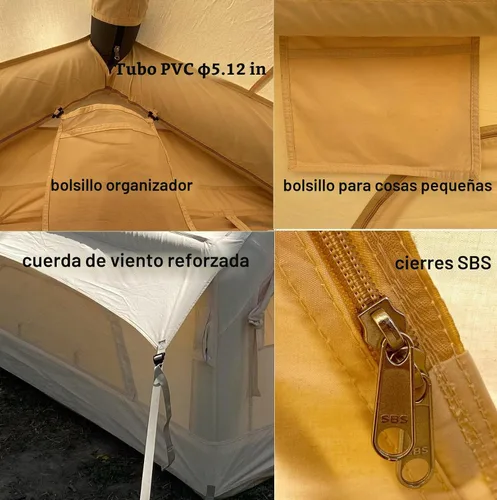 Vista 3 de Tienda de campaña inflable impermeable con bomba y mosca de lluvia, tienda inflable al aire libre para acampar para 2-3 personas
