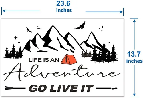 Vista 8 de Calcomanía de pared Adventure Awaits, calcomanía de campamento, Life is an Adventure Go Live It Mountains Tribal Senderismo, vinilo impermeable