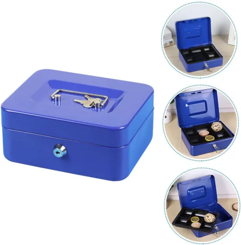 Vista 5 de STOBOK Caja de almacenamiento ignífuga con cerradura Credencial Organizador de archivos portátil para documentos seguros