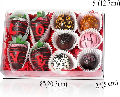 Vista 2 de Paquete de 10 Cajas Completamente Transparentes para Fresas Cubiertas de Chocolate 8x5x2 Pulgadas Cajas para Galletas Cajas para Mini Pasteles Bundt