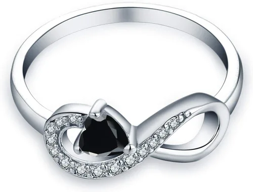 Vista 26 de Anillo Jo Wisdomo de compromiso. de plata esterlina, con corazón e infinito, anillo de amistad, para ella