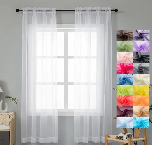 Vista 43 de WPM - Cortinas traslúcidas de color beige de 60 pulgadas de ancho x 95 pulgadas de largo, 2 paneles tratamiento de ventana para sala de estar