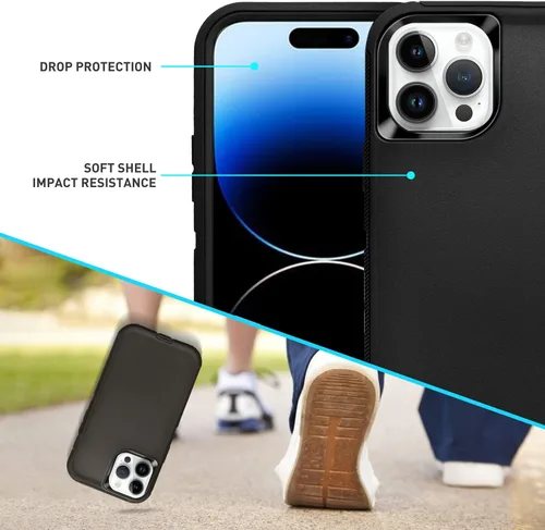 Vista 2 de Funda para iPhone 14 Pro, resistente funda protectora para teléfono, 3 capas de protección de grado militar, a prueba de golpes, polvo y caídas