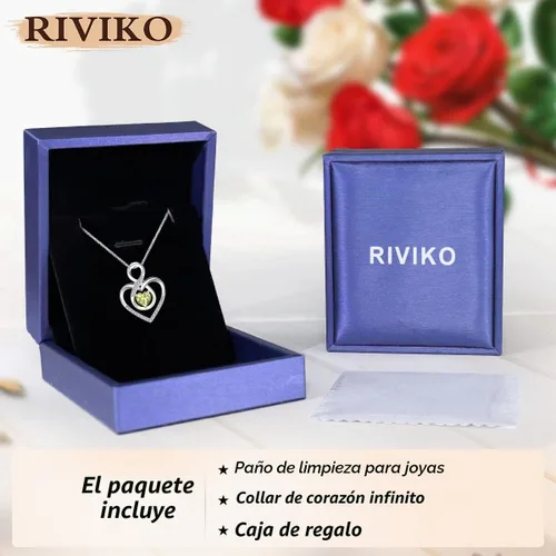 Vista 6 de RIVIKO Collar con símbolo de corazón infinito para mujer, plata de ley 925, dije de corazón de amor, día de la madre, aniversario, cumpleaños